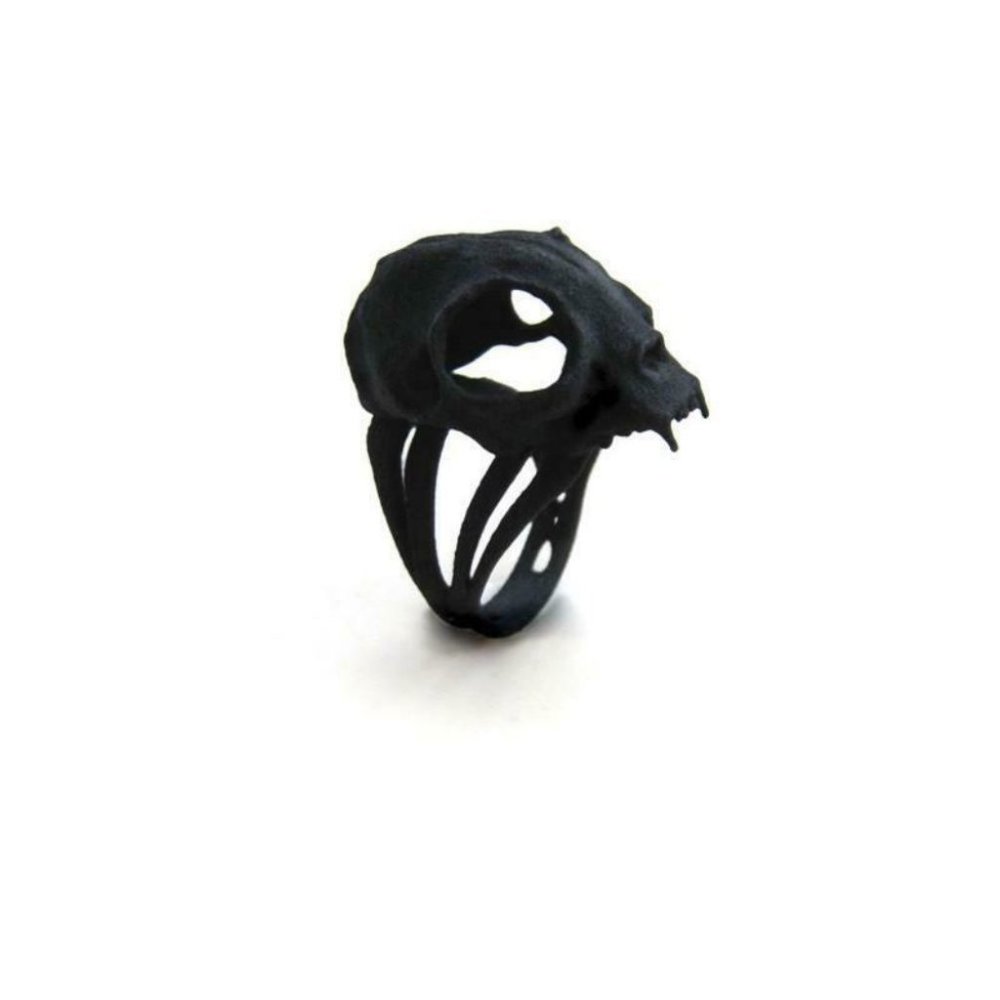 NWT Rogue+Wolf Cat Skull Ring in Black